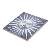 Schattigee Antiek Navy Blue Sun Face Tegeltje (Zijkant)