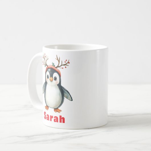 Schattigee Antlers Penguin Holiday Coffee Mok (Voorkant links)