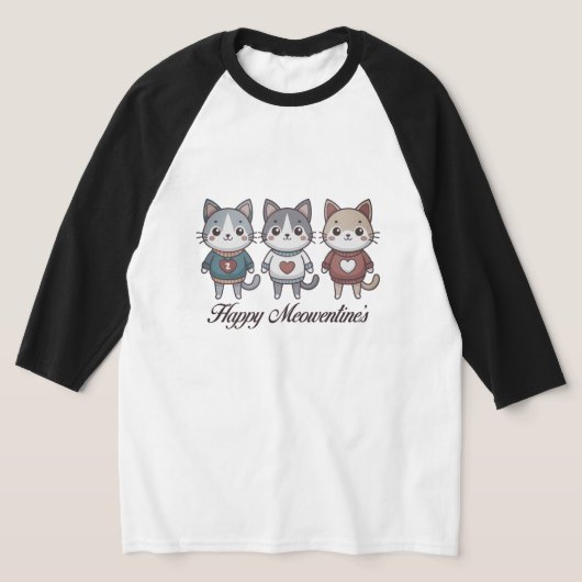 Schattigee antropomorfe katten met hart T-shirt (Laagn)