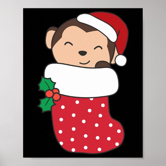 Schattigee apen in kerstkousen voor kerst poster (Voorkant)
