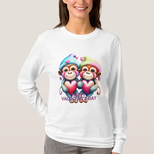 Schattigee apen vieren t-shirt (Voorkant)