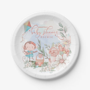 Schattigee Apenbloemen Meisje Baby shower Picknick Papieren Bordje