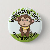 Schattigee Apenverjaardag Ronde Button 5,7 Cm (Voorkant)