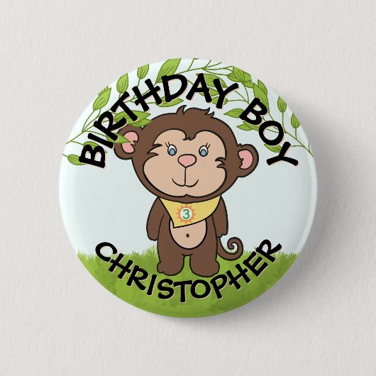 Schattigee Apenverjaardag Ronde Button 5,7 Cm (Voorkant)