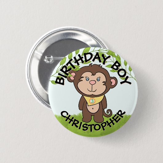 Schattigee Apenverjaardag Ronde Button 5,7 Cm (Voorkant /achterkant)