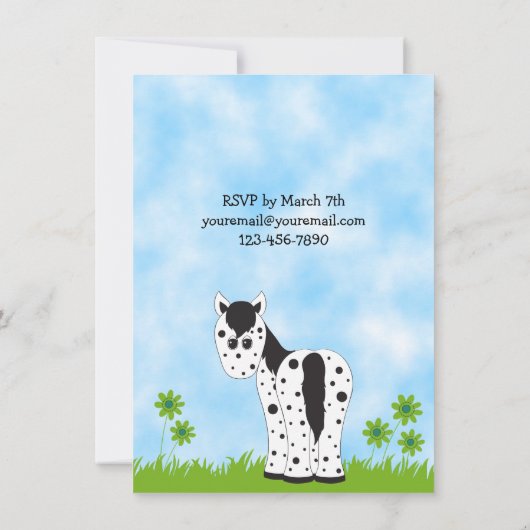 Schattigee Appaloosa Paard Verjaardag Uitnodiging  (Achterkant)