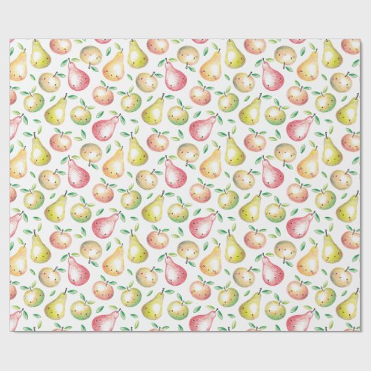 Schattigee Appels & Peren handgetekend wit rood gr Cadeaupapier (Vlak)