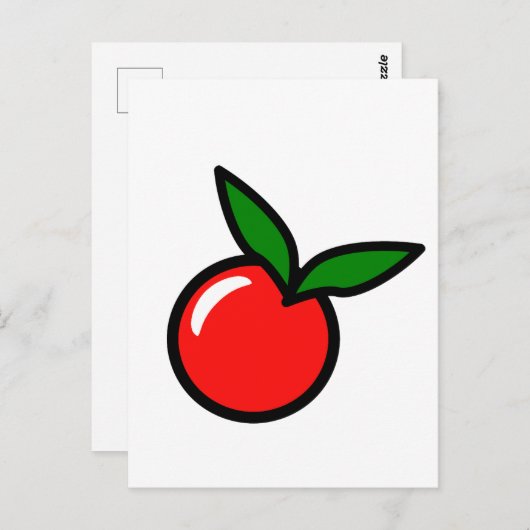 Schattigee Apple Cherry Red Fruit Fun Keuken Carto Briefkaart (Voorkant / Achterkant)