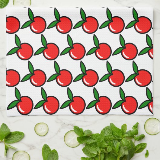 Schattigee Apple Cherry Red Fruit Fun Keuken Carto Theedoek (Gevouwen)