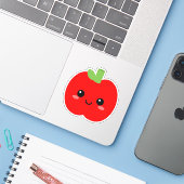 Schattigee Apple Face Vinyl Sticker voor Tumblers  (Laptop met iPhone)