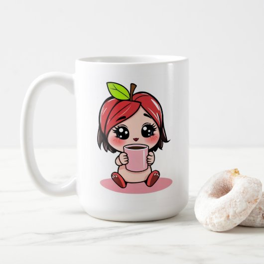 Schattigee Apple Head Chibi Drink koffie Koffiemok (Met donut)