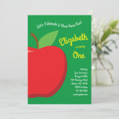 Schattigee Apple Kinder 1e verjaardag Party Fruit Kaart (Staand voorkant)