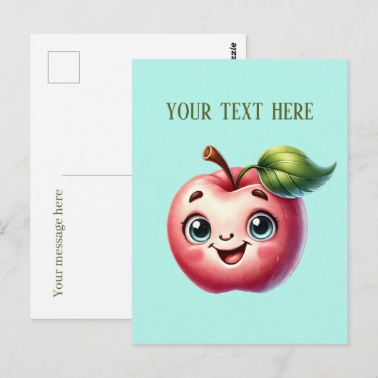 Schattigee Apple Lovers Tekst toevoegen Briefkaart (Voorkant / Achterkant)