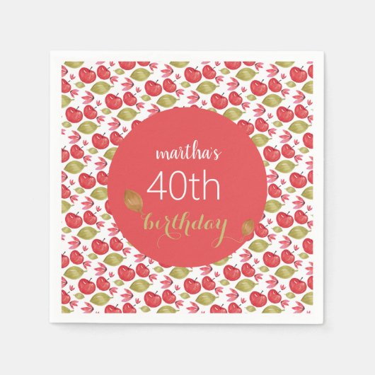 Schattigee Apple Pattern Waterverf met de hand ges Servet (Voorkant)