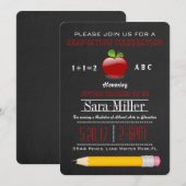 Schattigee Apple Teacher Afstuderen Invitation Kaart (Voorkant / Achterkant)