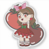 Schattigee Apple Theme Chibi Sticker (Voorkant)