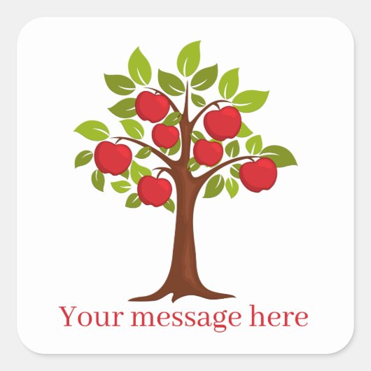 Schattigee Apple Tree Add Name-bericht Vierkante Sticker (Voorkant)