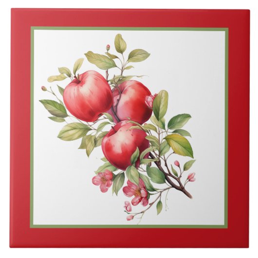 Schattigee Apple waterverf keuken Tegeltje (Voorkant)