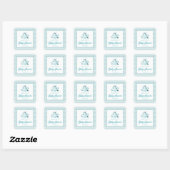 Schattigee Aqua & Baby Blue Bloemen Baby shower Fa Vierkante Sticker (Vel)