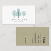 SCHATTIGEE AQUA BLUE BLAUWGROEN TREE TRIO LANDSCAP VISITEKAARTJE (Voorkant / Achterkant)