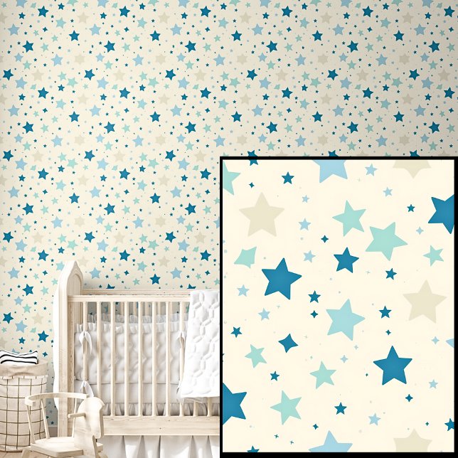 Schattigee Aqua & Blue Stars Behang (Creator heeft geüpload)