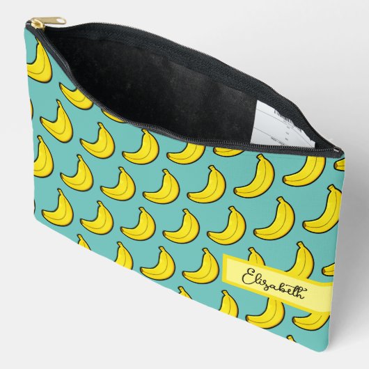 Schattigee Aqua Blue Yellow Banana gepersonaliseer Etui (Open)