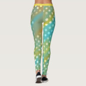 Schattigee Aqua en Gele Leggings met Witte Stippen (Achterkant)