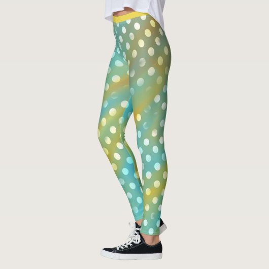Schattigee Aqua en Gele Leggings met Witte Stippen (Links)