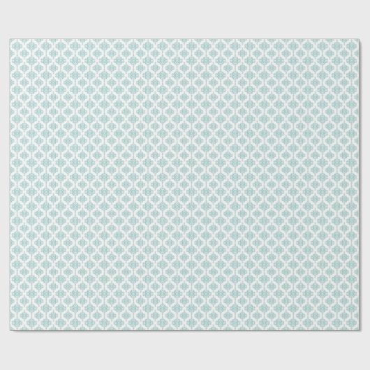 Schattigee Aqua en witte  Damask Pattern Cadeaupapier (Vlak)