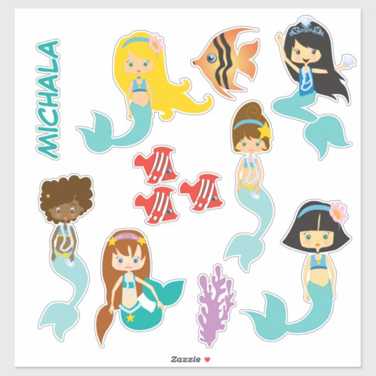 Schattigee Aqua Mermaid Princess Contour Sticker (Vel)