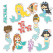 Schattigee Aqua Mermaid Princess Contour Sticker (Voorkant)