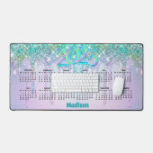 Schattigee Aqua Turquoise Glitter Drips 2025 kalen Bureaumat (Keyboard & Muis)