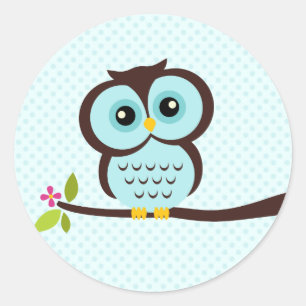 Schattigee Aqua Uil Ronde Sticker