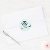 Schattigee Aqua Uil Ronde Sticker (Envelop)