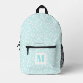 Schattigee Aqua & Witte Polkadots Monogrammed Kind Bedrukte Rugzak