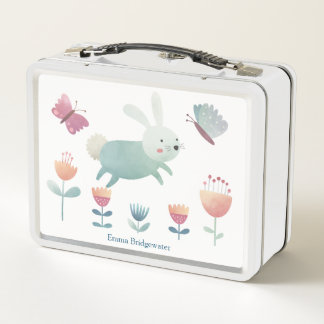 Schattigee aquarel Bunny & flowers Gepersonaliseer