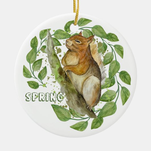 Schattigee aquarel eekhoorn keramisch ornament (Voorkant)