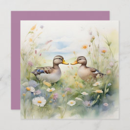 Schattigee aquarel eendensnavel tot snavel kaart