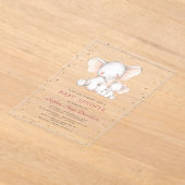 Schattigee Aquarel Elephant Girl Baby shower Acryl Uitnodigingen (Laagn)