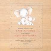 Schattigee Aquarel Elephant Girl Baby shower Acryl Uitnodigingen (Voorkant)