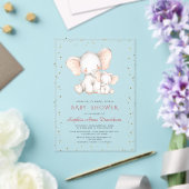 Schattigee Aquarel Elephant Girl Baby shower Acryl Uitnodigingen (Insitu (Huwelijk))