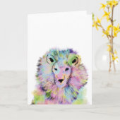 Schattigee aquarel Lion Wenskaart Kaart (Gele Bloem)
