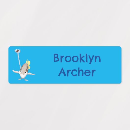 Schattigee Archerfish cartoon gepersonaliseerd Labels (Design 2)