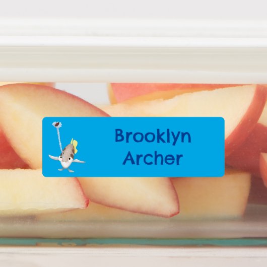 Schattigee Archerfish cartoon gepersonaliseerd Labels (Aangebracht)