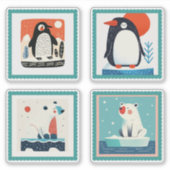 Schattigee Arctic Animals Stamp Pack voor Journali Sticker (Voorkant)