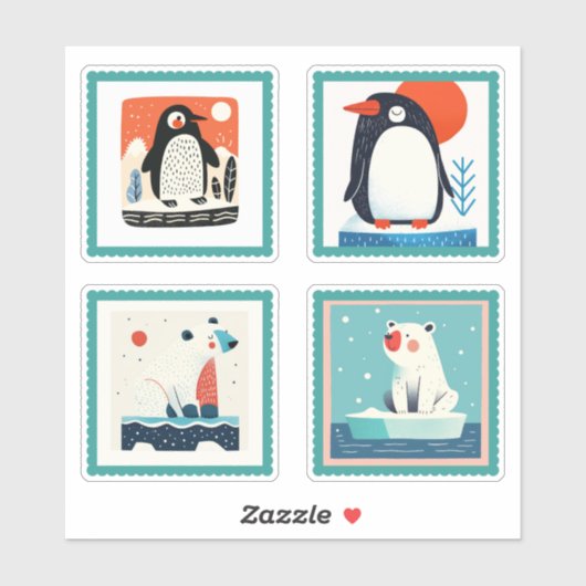 Schattigee Arctic Animals Stamp Pack voor Journali Sticker (Vel)