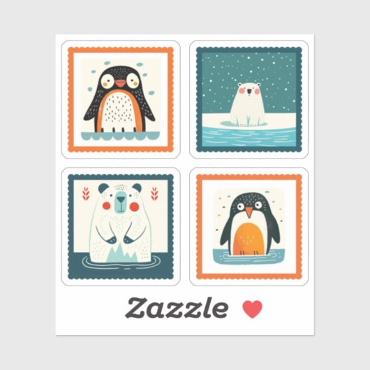 Schattigee Arctic Animals Whimsical Stamp Pack Sticker (Vel)