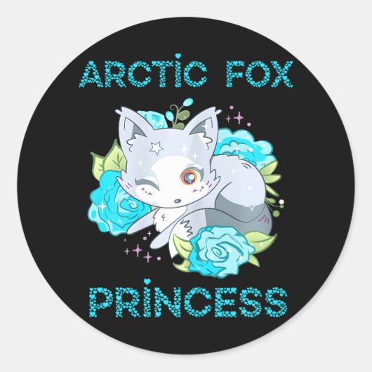 Schattigee Arctic Fox Prinses Knipoogvos Ronde Sticker (Voorkant)