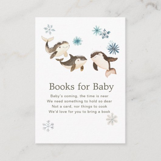 Schattigee Arctic Whale Baby shower Boeken voor Ba Informatiekaartje (Voorkant)
