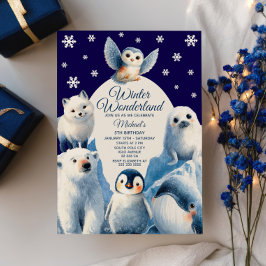 Schattigee Arctische Dieren Blauwe Winter Kids Ver Kaart